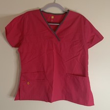 WonderWink Pink Mock Neck Scrub Top Medical Uniform Medium