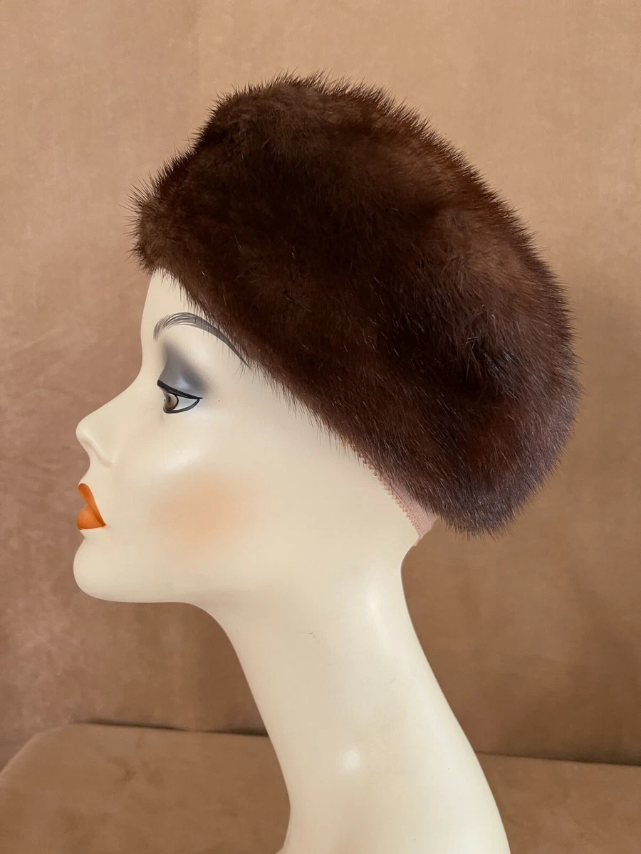 Vintage Elizabeth Adoria Kaufmann s Mink Fur Hat cloche winter brown womens