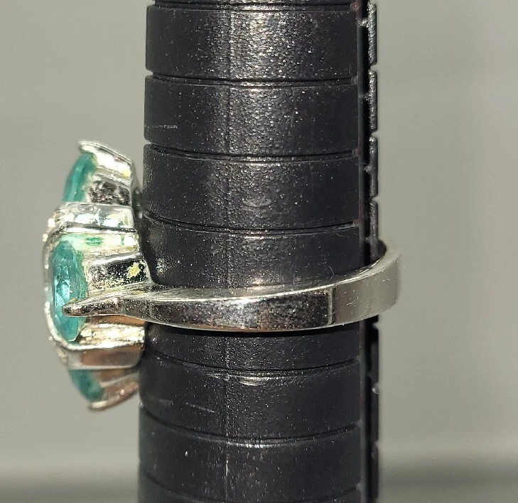 Anel fantasia formal festa coquetel strass zircônia cúbica azul água tamanho 7-7,5 - Imagem 3 de 4