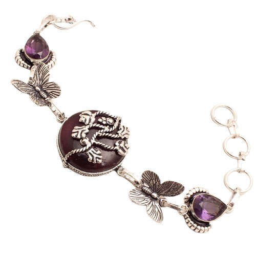 Bracelet Vintage Avon – Plaqué Or Avec Améthyste Simulée – Style Rétro