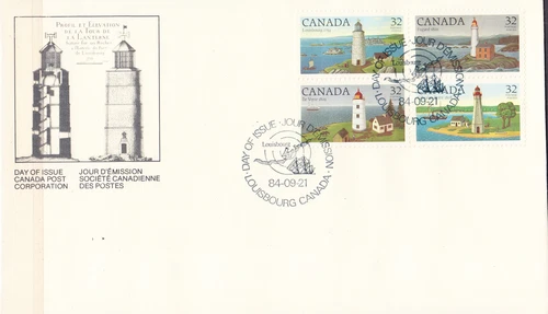 W CANADA 1032-1035a FDC LIGHTHOUSES