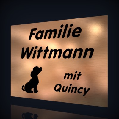 Klingelschild Mit Familienname Aus Kupfer Mit Silbernem Hintergrund
