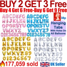 Gold & Silver 16" Alphabet A-Z Letter Number Foil Balloons NAME PARTY WEDDING