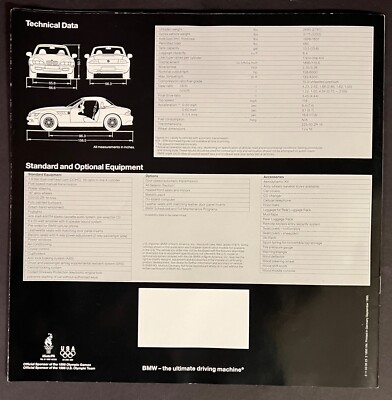 MINT ORIGINAL! 1996 BMW Z3 Roadster LARGE (12x12 ) Sales Brochure