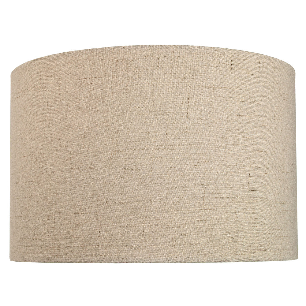 Contemporary and Sleek Taupe Textured 14"" Linen Fabric Drum Lamp Shade 60w Ma...
