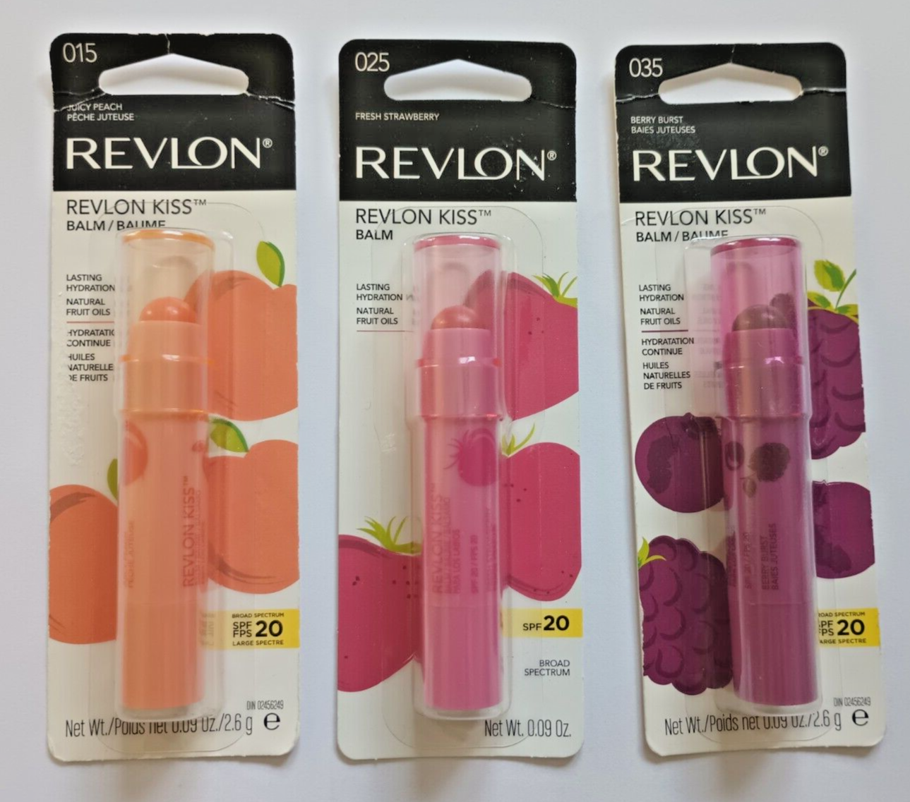 Revlon Kiss Balm 3-Pack Juicy Peach Fresh Strawberry Berry Burst-image