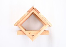 Handmade Large Wooden Bird Feeder - Roofed w Wire Base - Home / Garden - Diamond