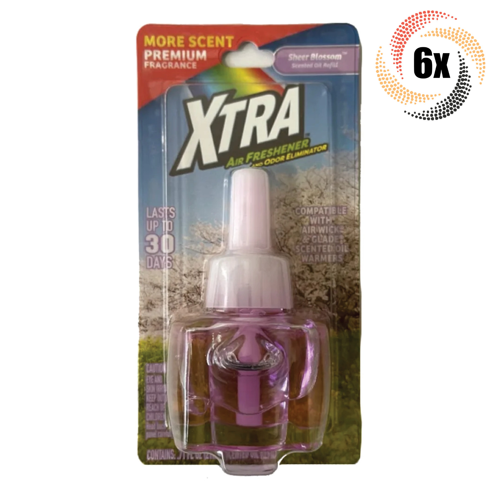 6x Packs Xtra Sheer Blossom Oill Refill Air Freshener Odor Eliminator | .71oz