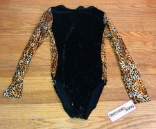Leopard Print Black Childs Leotard Kids Duck Crossing Large 12-14 NWT