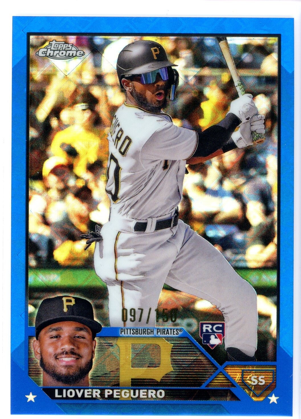 2023 Topps Chrome LIOVER PEGUERO Blue Refractor Logofractor RC Rookie #d/150