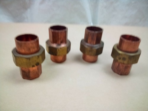 (Lot of 4) 1" Copper + Brass Union C x C - BRASS PIPE FITTING