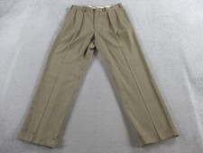 VINTAGE Ralph Lauren Polo Pants Mens 35x32 Brown Wool Cuffed Slacks Trousers