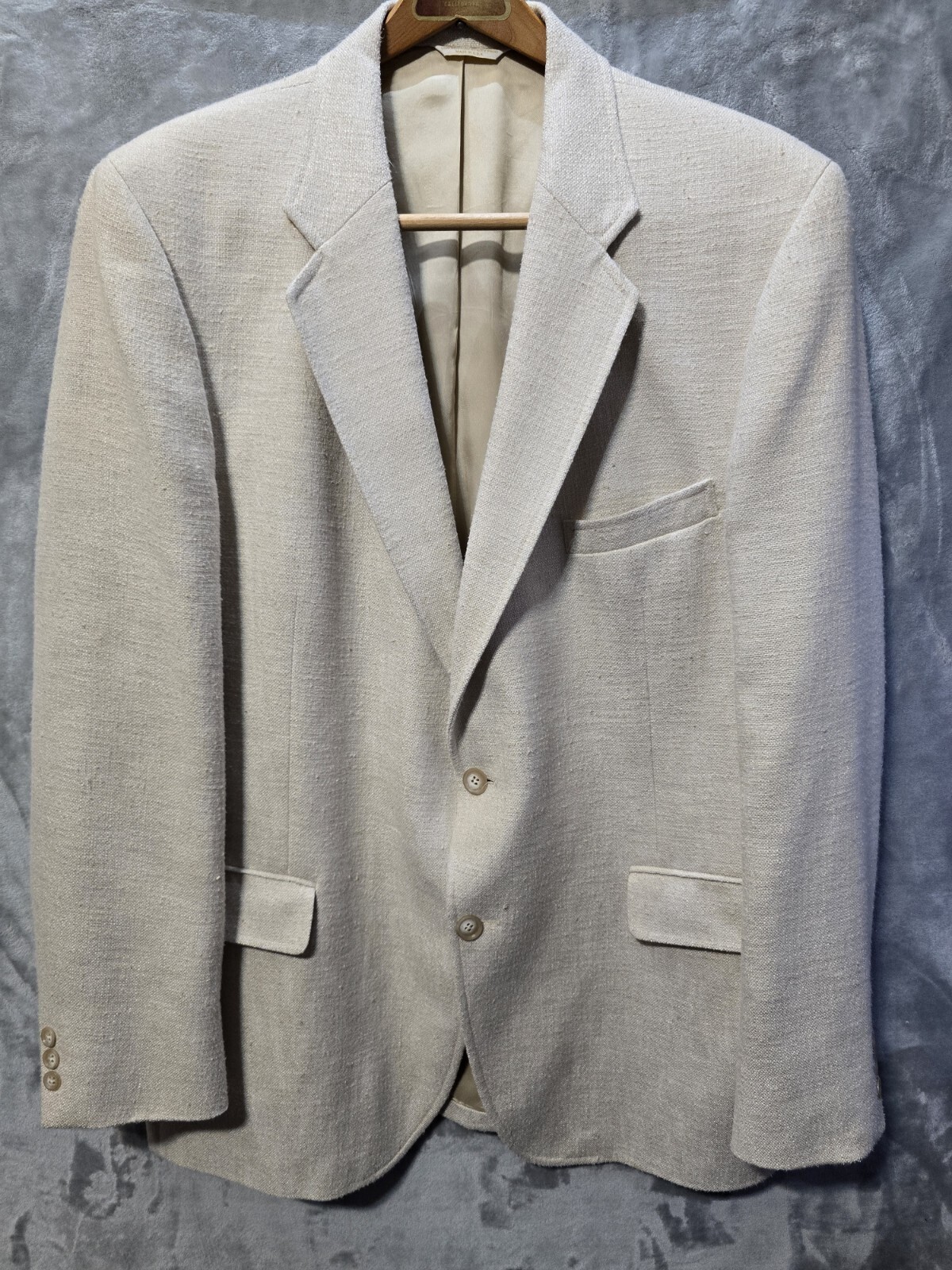 FILA Giacca cappotto sportivo vintage Adams Row blazer uomo 46L avorio tweed made in USA