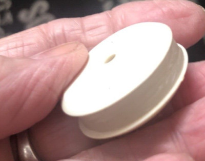 Vtg SMALL 1.25'' Round  CELLULOID THREAD WAXER SPOOL Old SEWING Wax Tool