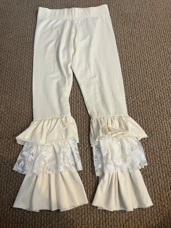 TAYLOR Ruffle Lace Ivory Leggings Girls Boutique Christmas Size 10