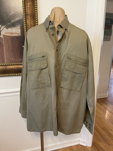 Vintage Parforce Gemany Hunting Olive Green Bromwolle Shirt Sz 18
