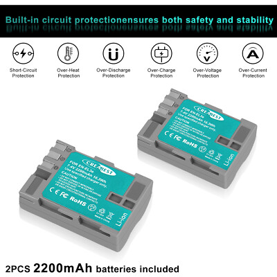 2× 2.2AH EN-EL3e EL3a Akku + Ladegerät Für Nikon D50 D700 D70 D80 D90 D300 D100
