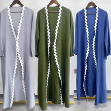 Muslim Open Kaftan Abaya Dubai Women Long Dress Modest Kimono Robe Ramadan Gown