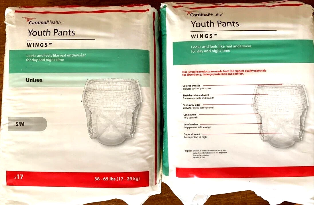 FREE Shipping!! 2x 17 ct- Unisex Youth Pullup Underwear/Diapers - Small/Medium