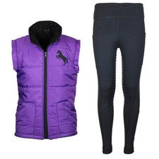 Reitset Kinder Reitweste Pia lila gesteppt mit Reitleggings schwarz MS-Trachten