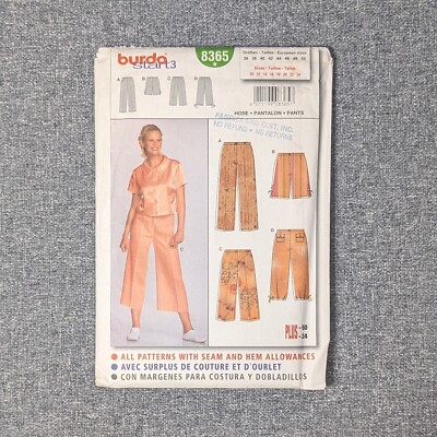 Burda Pants Sewing Pattern 8365 - Uncut / Factory Folded (Sizes 10 - 24)