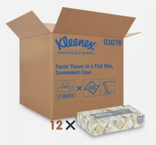 Kleenex 2-Ply Premium Facial Tissues, White, 12 Boxes In Case, 125 Tissues / Box