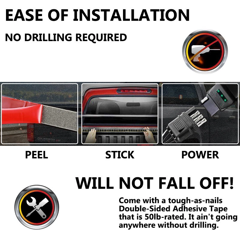 60" 1.5m Flexible Car Truck Tailgate Light Bar Strip Brake Turn Signal Tail Lamp - Image 4 of 4