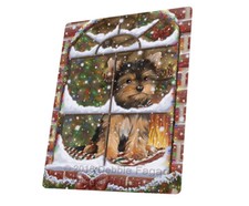 Come Home For Christmas Yorkshire Terriers Woven Throw Sherpa Blanket T339