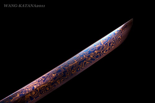 Red & Blue Dragon Sharp Japanese Samurai Katana Sword Damascus Folded 1095 Steel - Picture 9 of 12