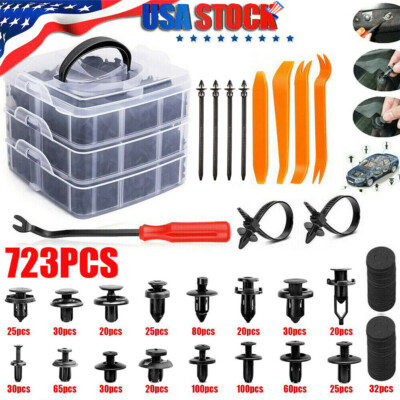 100x Car Body Plastic Automotive Push Pins Rivet Fasteners Trim - Foto 2