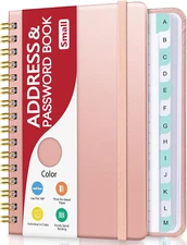 Small Address Book with Alphabetical Tabs, Phone Book Password Keeper with Spira