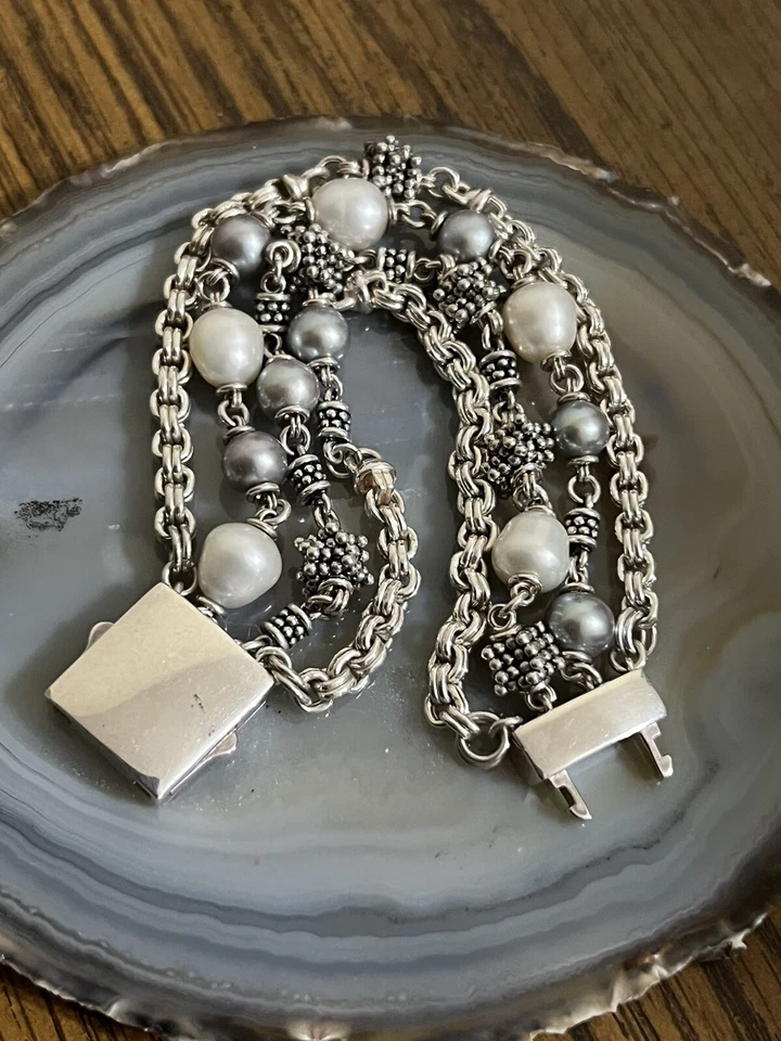 MICHAEL DAWKINS 925 Sterling Silver Pearl Bracelet - Image 3 of 4