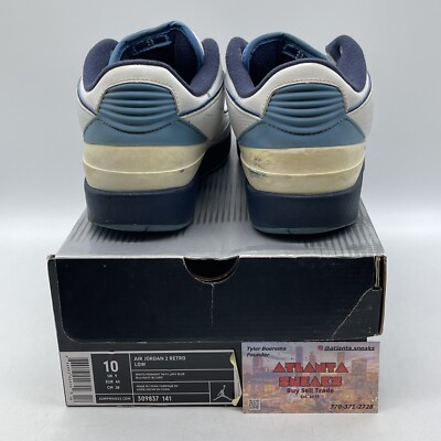 Size 10 - Air Jordan 2 Retro Low Midnight Navy White Leather