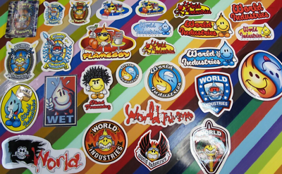 vtg 1990s World Industries skateboard sticker - Flameboy and Wet 