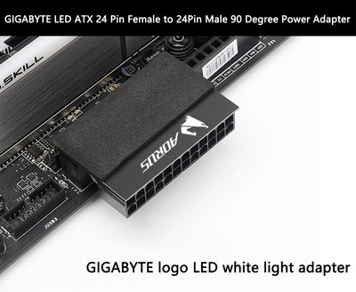 ROG GIGABYTE MSI LED ATX 24 Pin Female to 24Pin Male 90 Degree Power Adapter