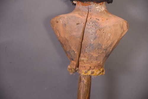 Antique Hand Carved Wood Santos Doll Primitive Folk Art Bust Figure Puppet 17" - Picture 10 of 14