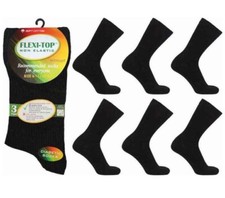 3/6 Pair MENS Black NON BINDING Socks Loose Top COTTON Diabetic Gentle Soft Grip