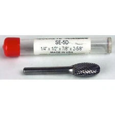 Carbide Burr (SE-5D) Egg Shape - Double Cut - 1/4 x 1/2 x 7/8 x 2 5/8