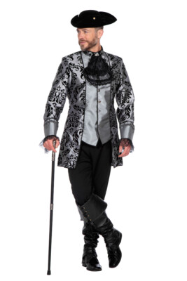Kostüm Marquis grau schwarz Barock Rokoko Karneval Herren Fastnacht Fasching