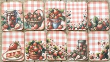 Strawberry vintage style junk journal strawberries card toppers set of 10