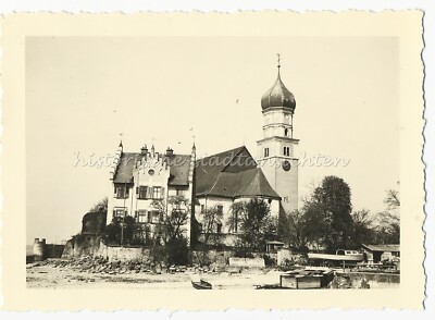 Wasserburg Bodensee 1953 - St. Georg - Anleger Boote - Schönes Altes Foto 1950er