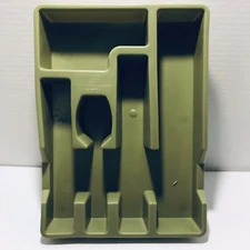 Vintage Flat Ware Silver Ware Cutlery Tray Organizer Loma Advocado Green