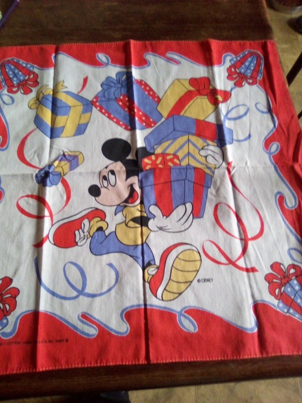 Vintage Mickey And Presents Bandana Made In USA By Disney