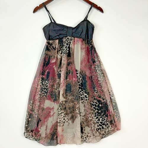 Vintage Daytrip Womens Babydoll Dress Y2K Size S Mix Print Balloon Hem ...