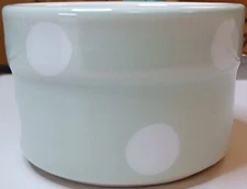 HARTSTONE RAMEKIN LITTLE BAKING DISH lighjt green w/ polka dots