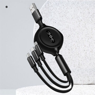 Fast Micro USB Retractable Charger Cable USB 3in1 Type C Charger Cable