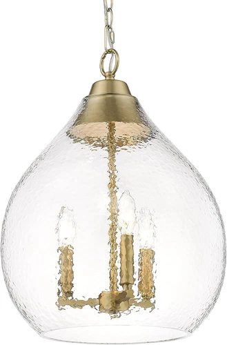 Ariella 3-Light Pendant in Brushed Champagne Bronze with Hammered Glass - Picture 1 of 5
