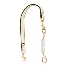20 Inch PU Leather Purse Strap with Light Gold Buckles and Pearl, Beige