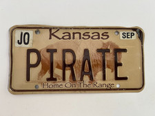 Vanity License Plate PIRATE Arrgh Matey Talk Like a Pirate Kansas Piracy