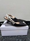 CHRISTIAN DIOR J’ADOR BLACK SMOOTH LEATHER SLING BACK POINTED TOE PUMPS SZ 39 — photo 4
